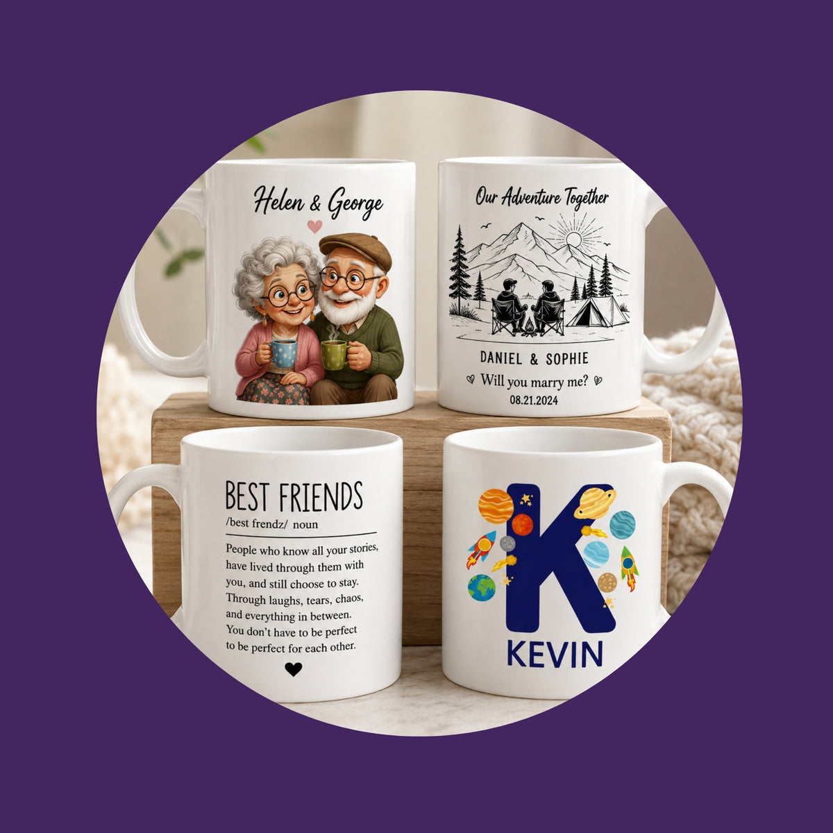 Personalised name mugs with custom names and messages