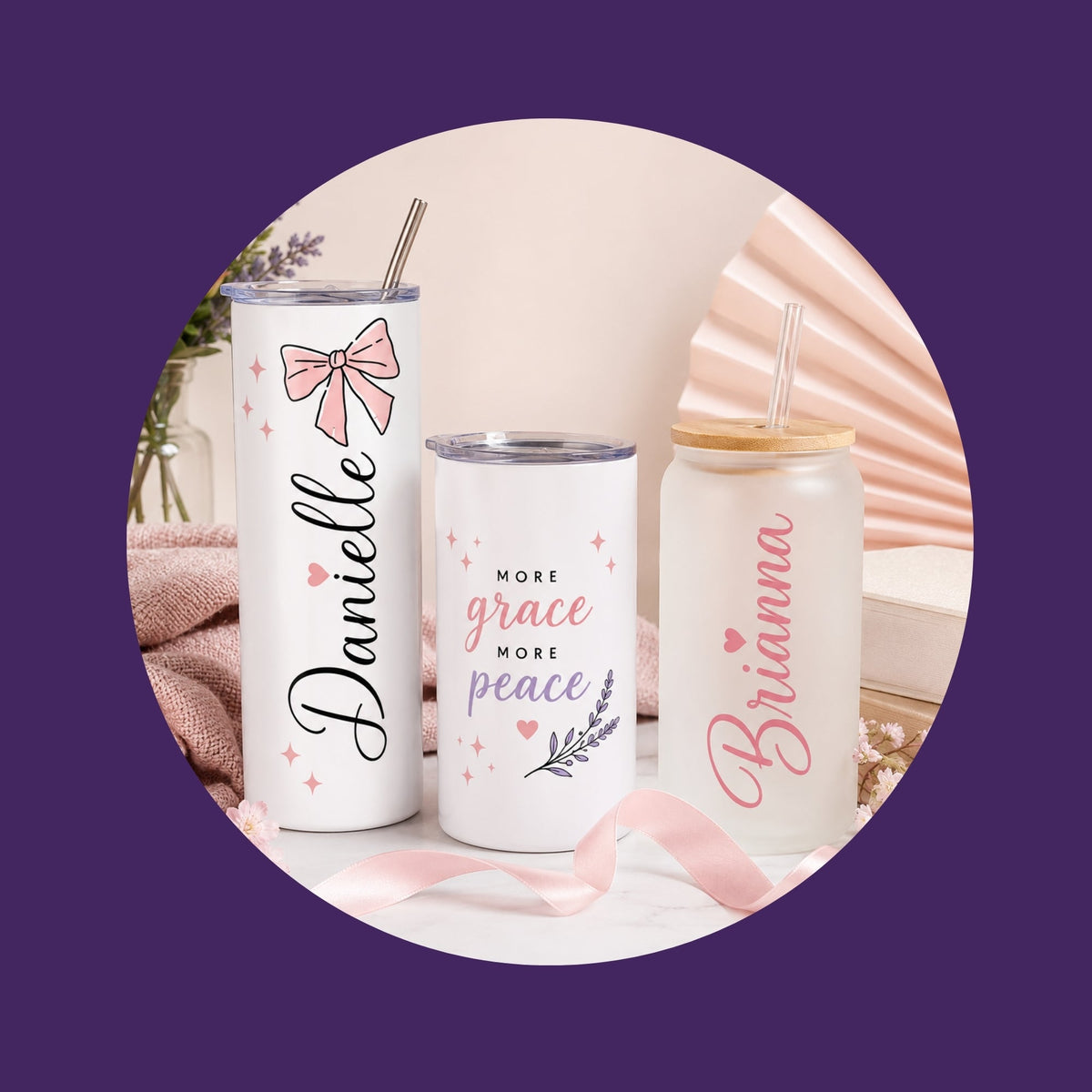 Selection of 16oz and 20oz glass, stainless steel and cold cup tumblers