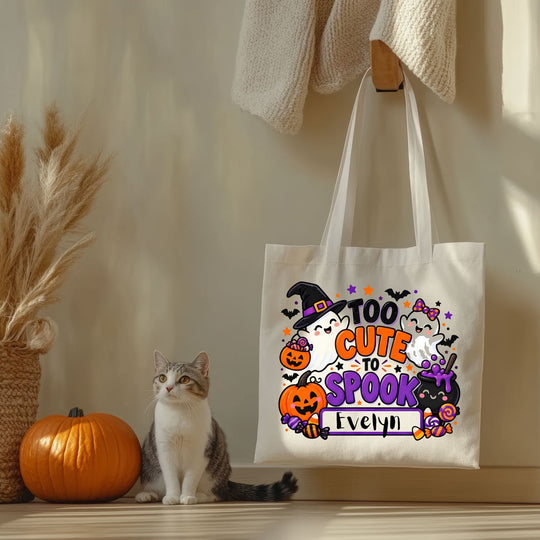 Personalised Halloween Trick or Treat Tote Bag with Name