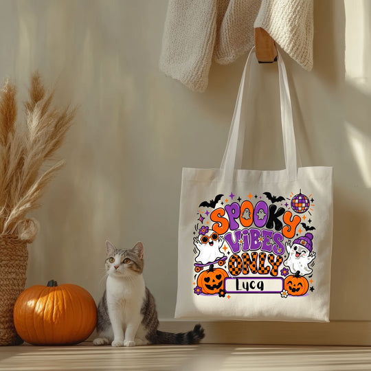 Personalised Halloween Trick or Treat Tote Bag with Name