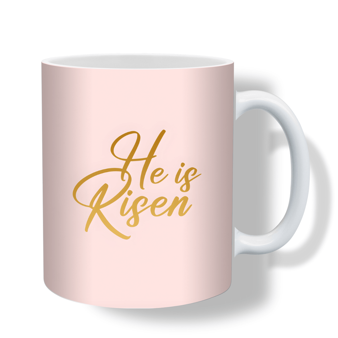He Is Risen Easter Mug | Floral Cross Design