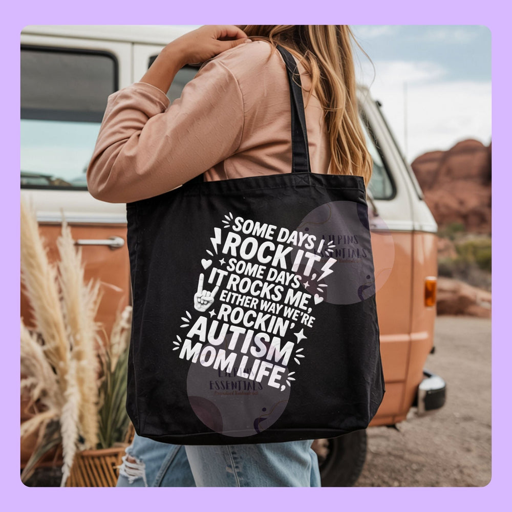 Autism awareness tote bag with supportive statement design