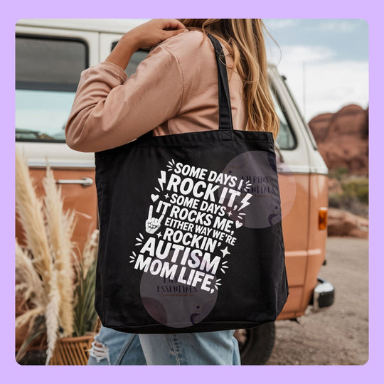 Autism awareness tote bag with supportive statement design