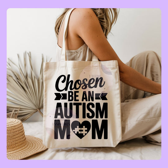 Autism awareness tote bag with Acceptance Matters design