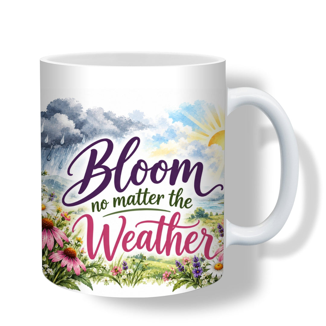 British Garden motivational quote mugs with colourful nature-inspired artwork
