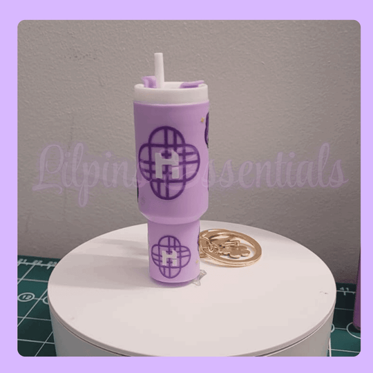 Purple mini tumbler keychain with straw