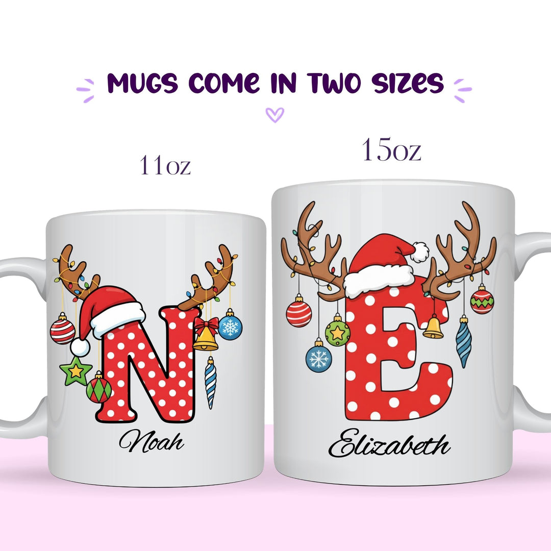 11oz and 15oz Christmas initial mug size comparison