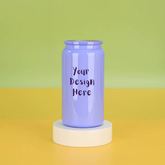 Custom 16oz lilac stainless steel tumbler with upload your own design example