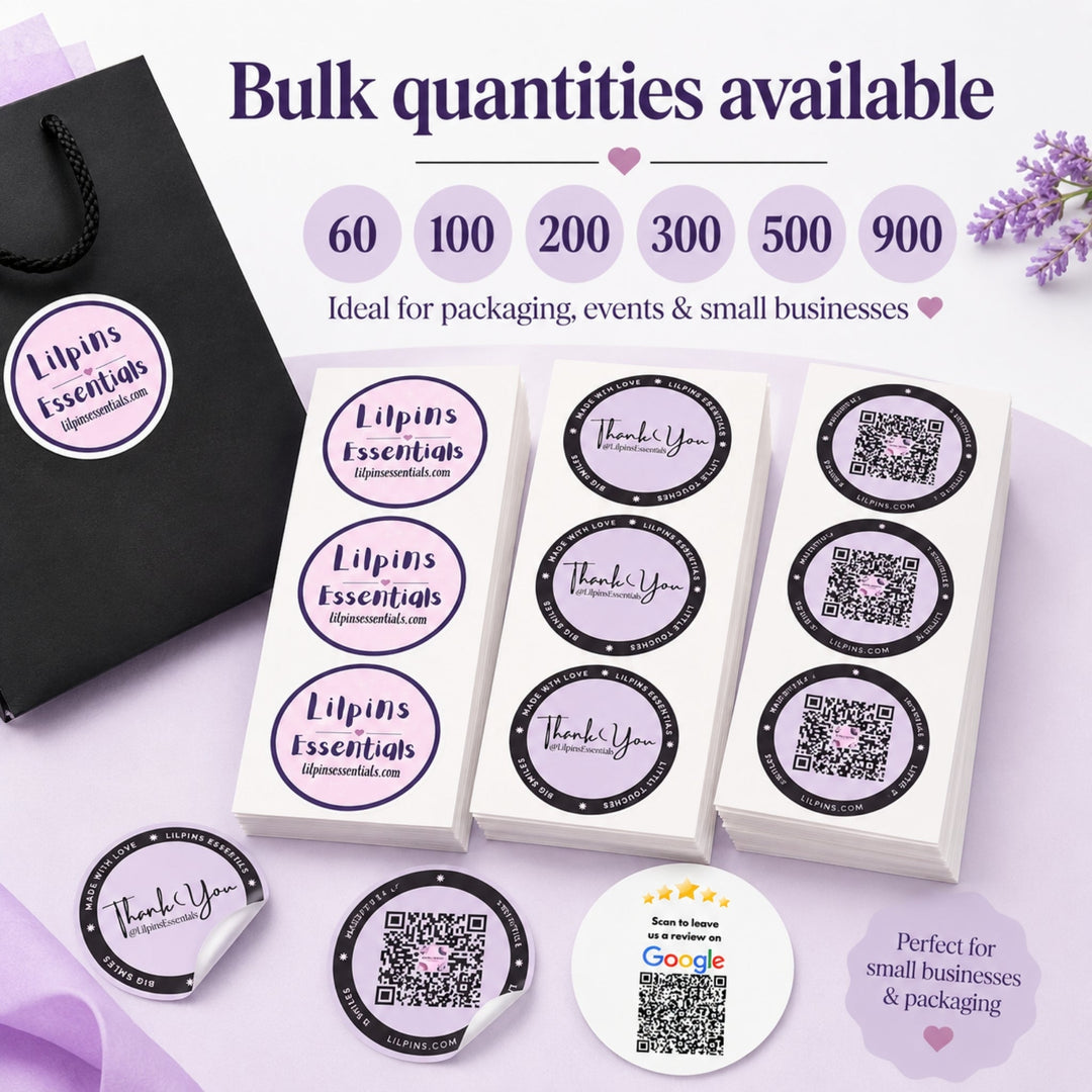 Square custom stickers with business branding
