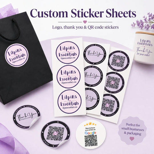 Custom logo sticker sheets for small business packaging