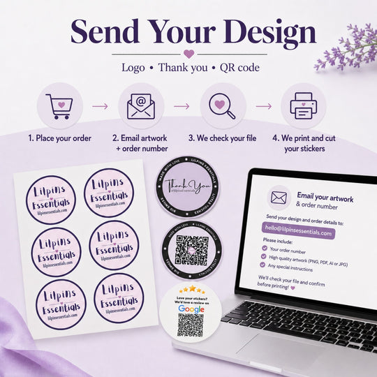 Rounded rectangle custom packaging stickers