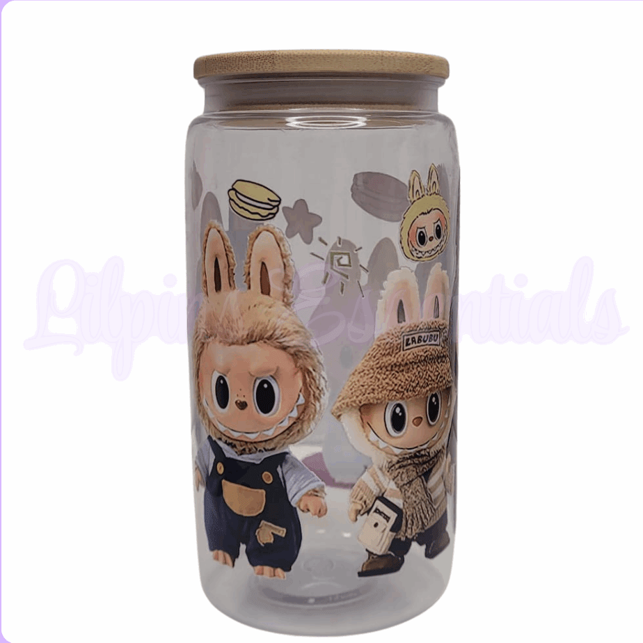 Cute bunny character 16oz reusable cold cup with straw