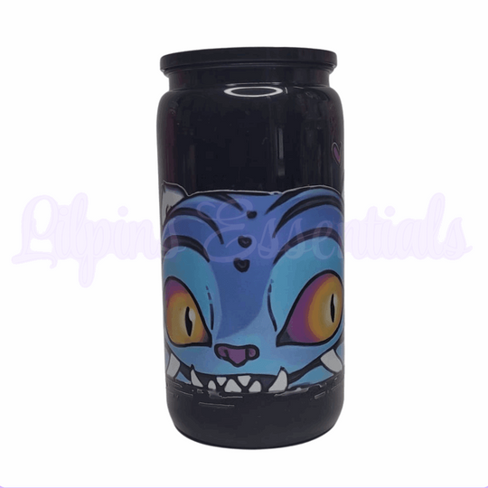 Derpy Tiger 16oz reusable cold cup with straw