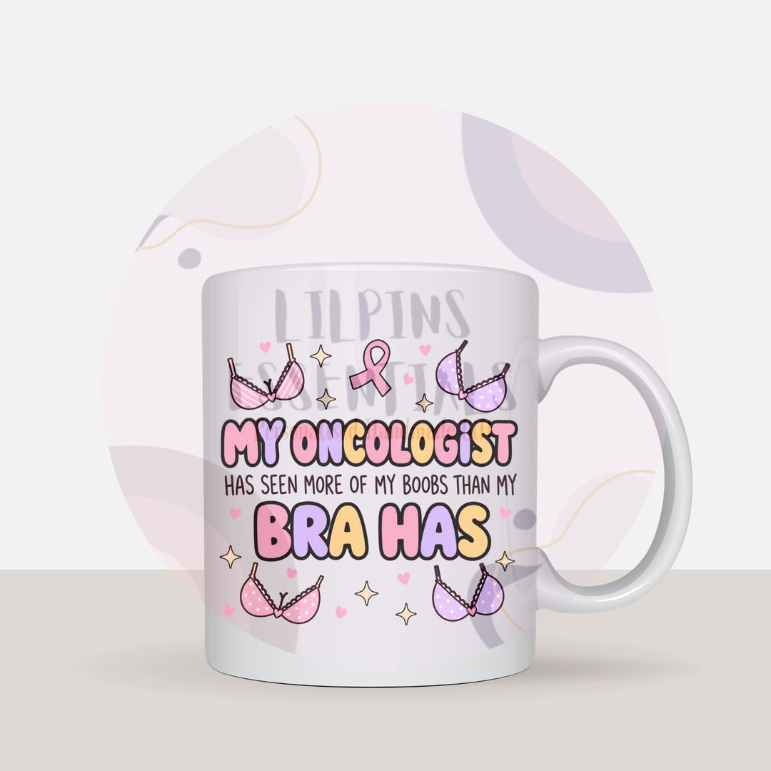 Funny breast cancer mug with My Oncologist design