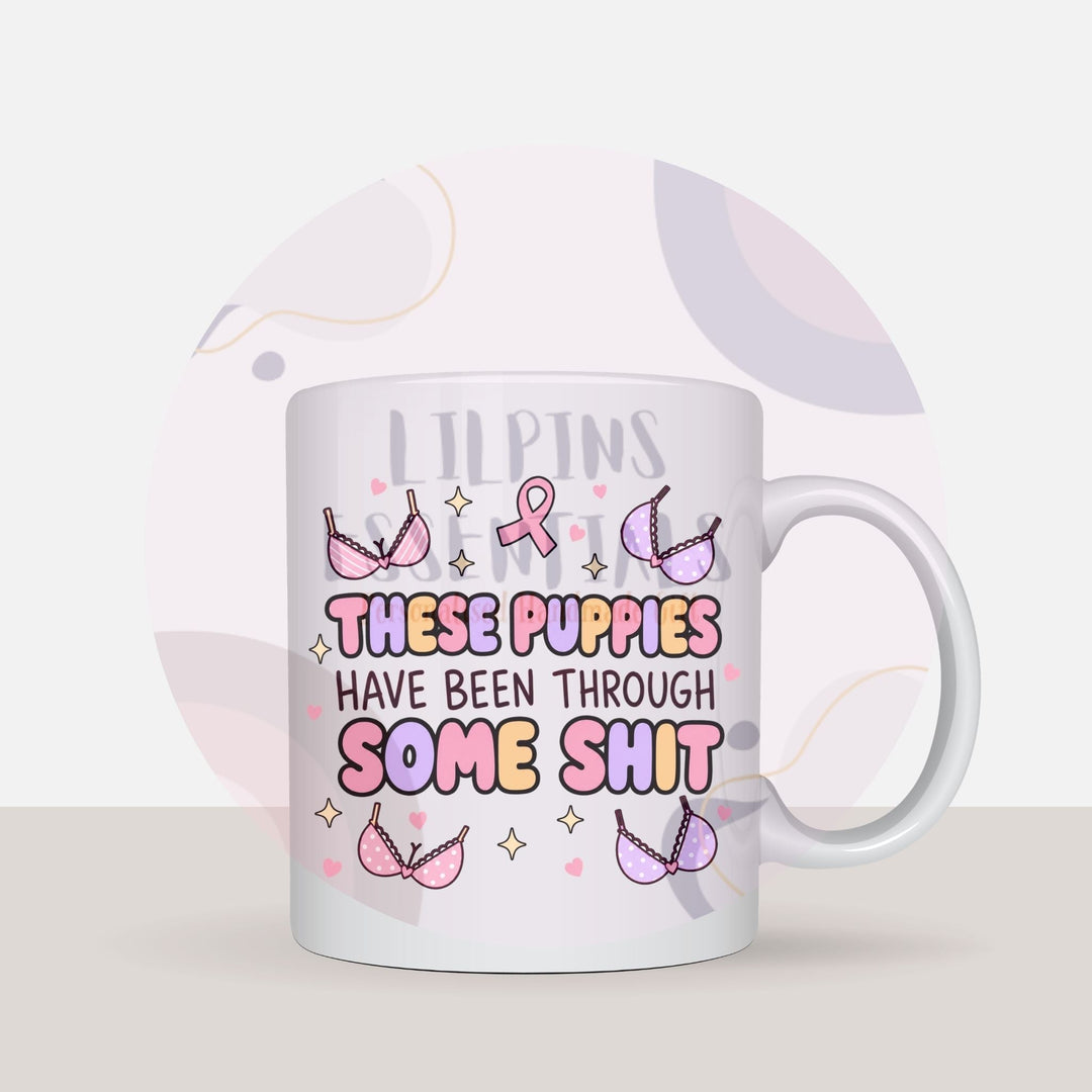Breast cancer survivor mug with humorous quote