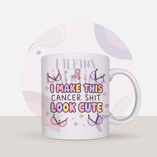 Breast cancer awareness ceramic mug with statement design