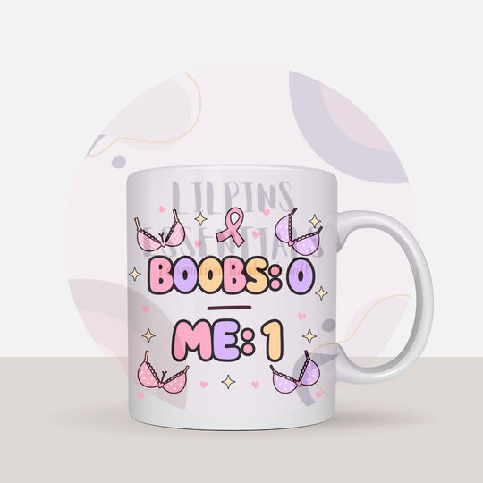 Funny survivor ceramic mug for breast cancer awareness