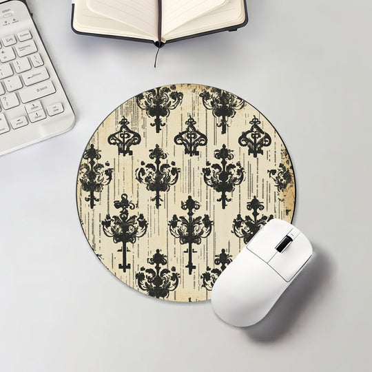 Halloween round mouse pad with repeating antique gothic keys