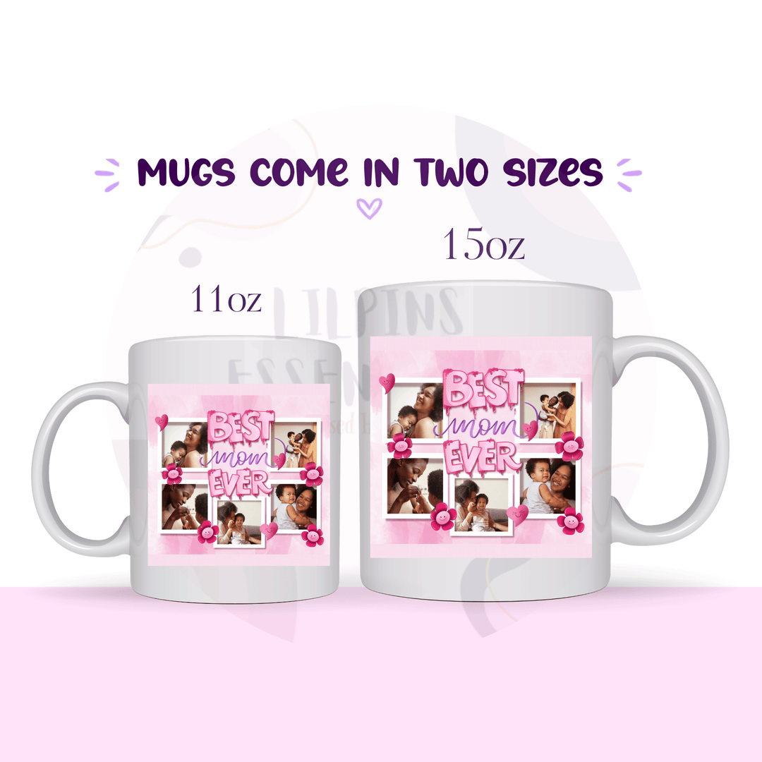 Mug size comparison showing 11oz and 15oz mugs