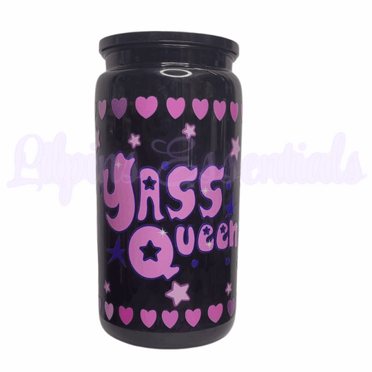 Mum Yass Queen 16oz reusable cold cup with straw