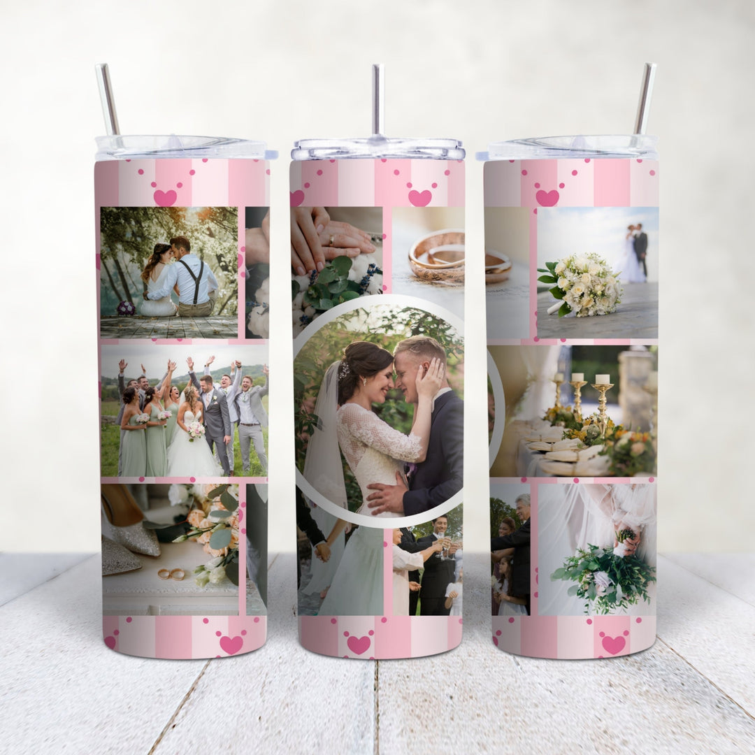 Personalised photo collage tumbler lifestyle view