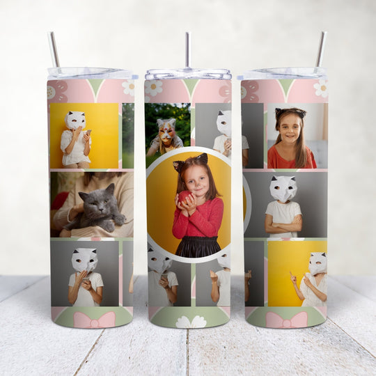 Pink hearts photo collage 20oz tumbler