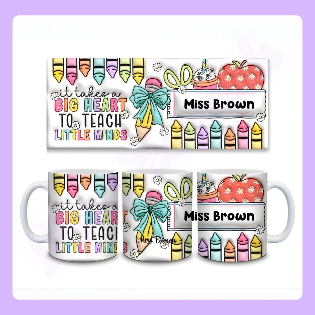 Personalised 3D-effect teacher mug with custom name
