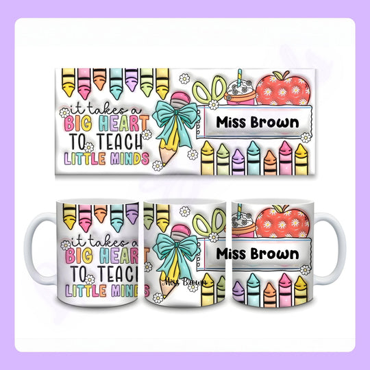 Personalised 3D-effect teacher mug with custom name