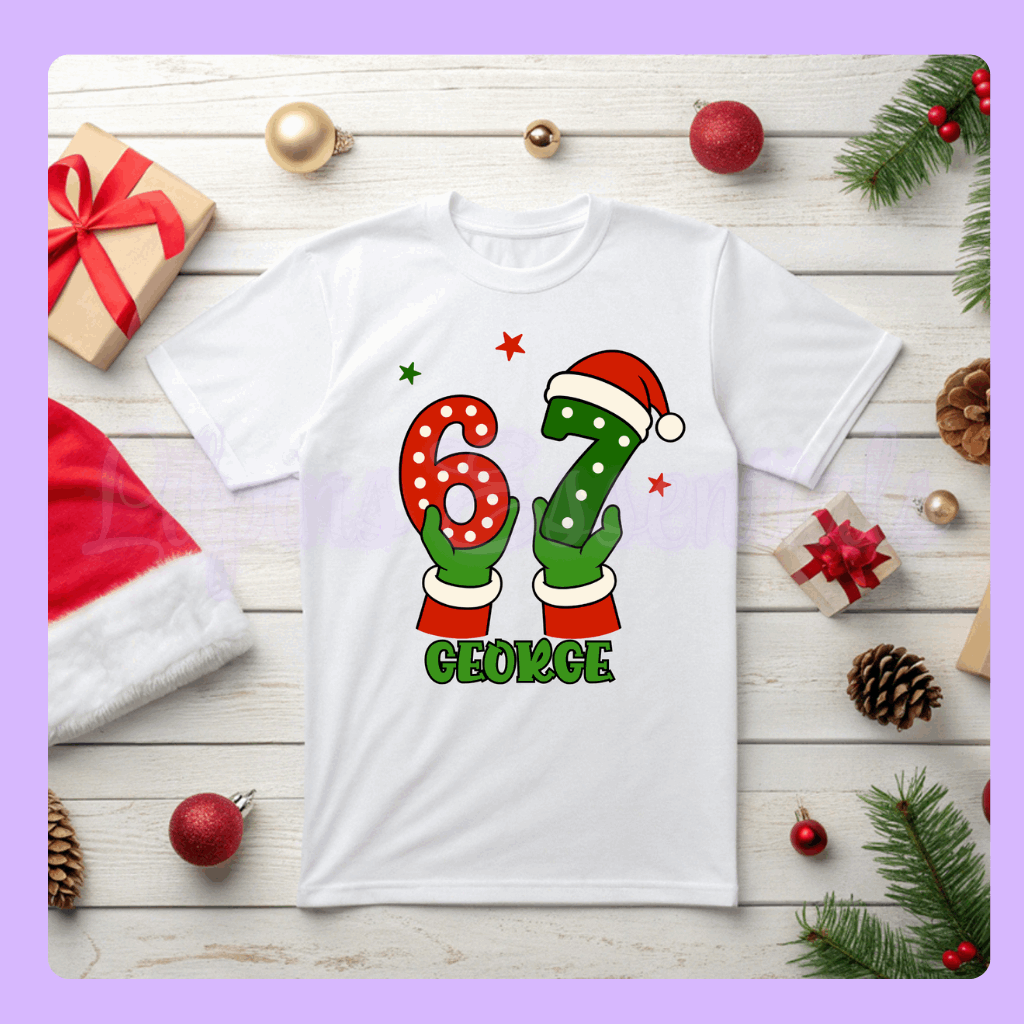 Christmas T-shirt with Six Seven festive design