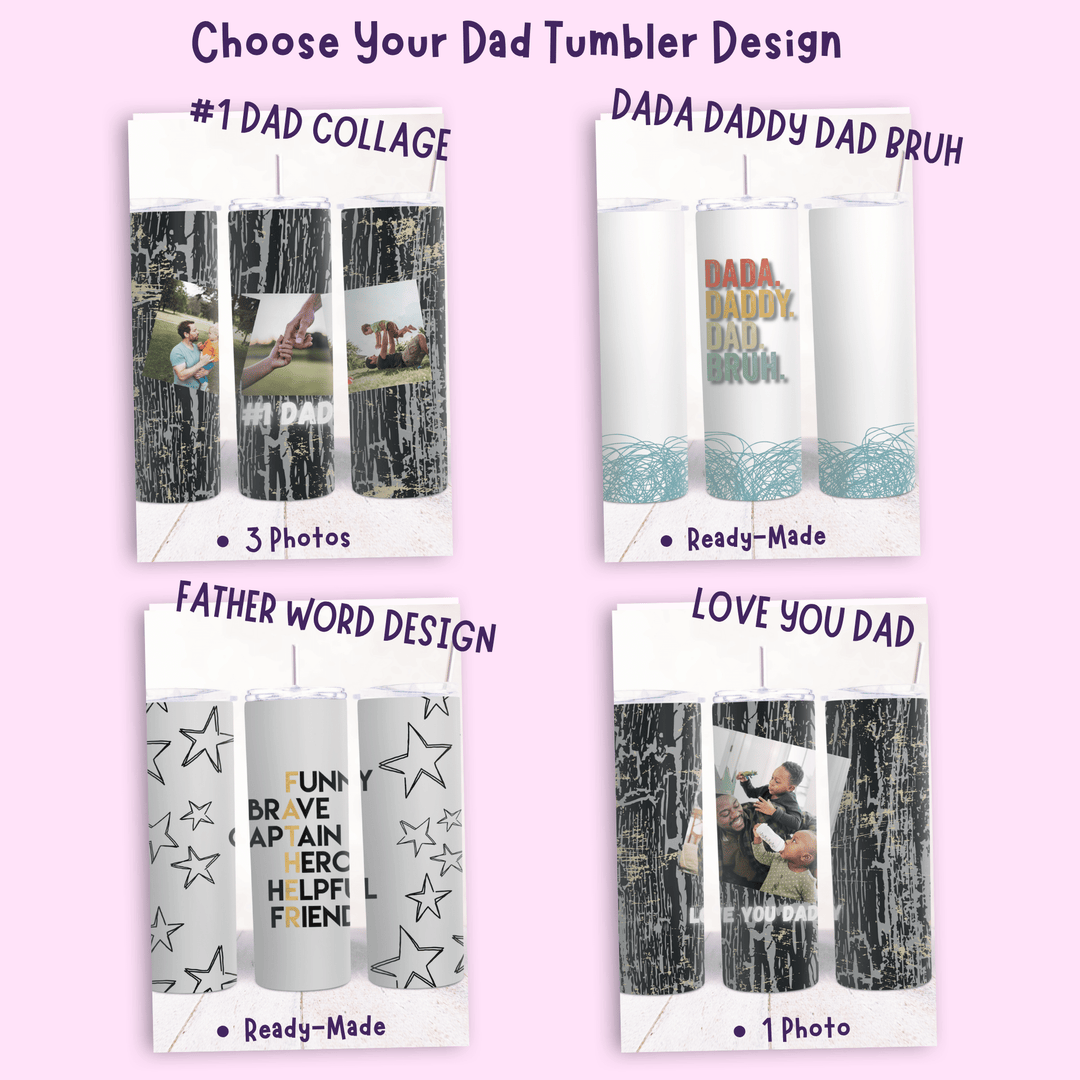 Personalised Dad 20oz tumbler design options