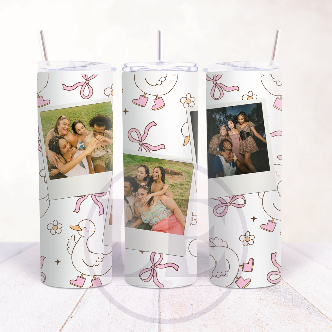 Personalised Duck & Bow 3 Photo 20oz Tumbler with family photos
