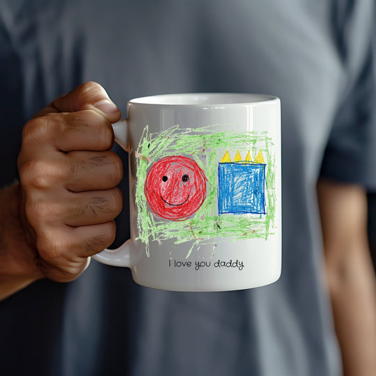 Custom child drawing mug gift for family