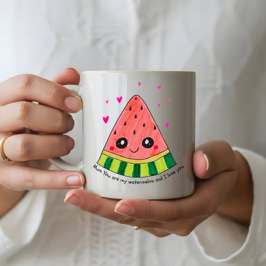 Personalised ceramic mug featuring a child’s drawing