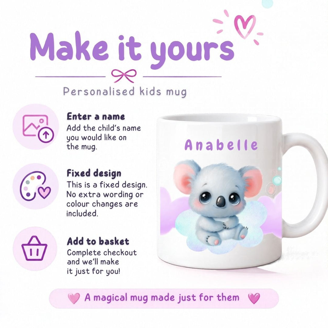 How to personalise a Koala Kids mug by entering a child&