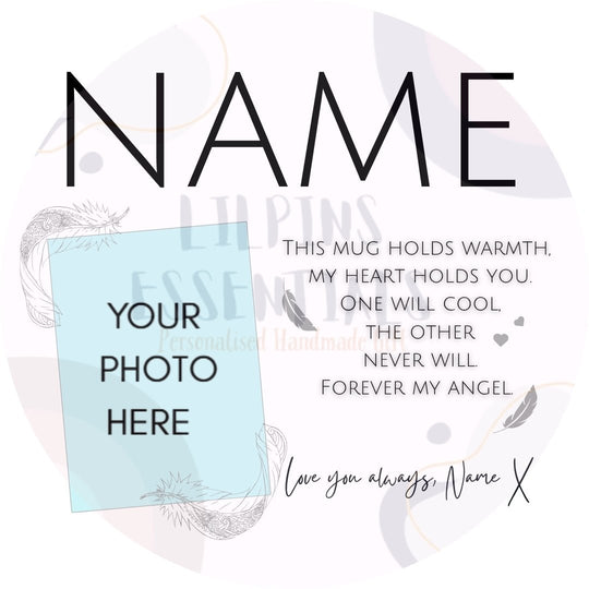 Memorial photo mug design for Mum with custom remembrance wording