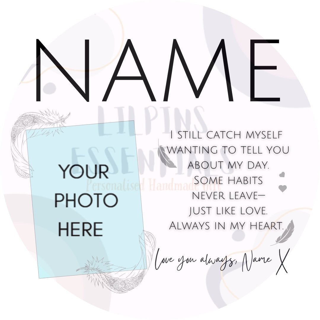 Memorial mug for Mum with custom name photo and verse design