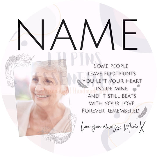 Personalised memorial mug design with name photo and remembrance wording