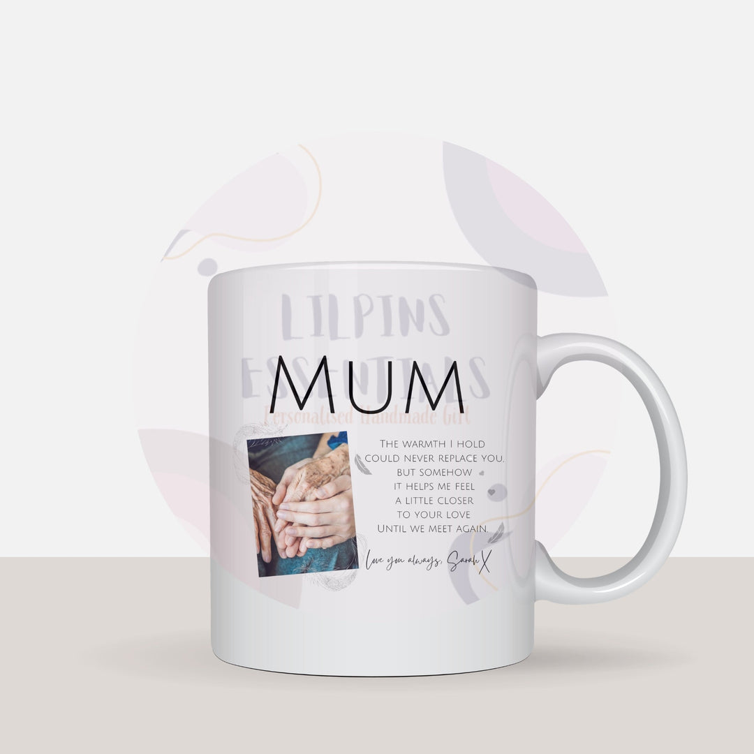 Personalised remembrance mug for Mum with photo and verse