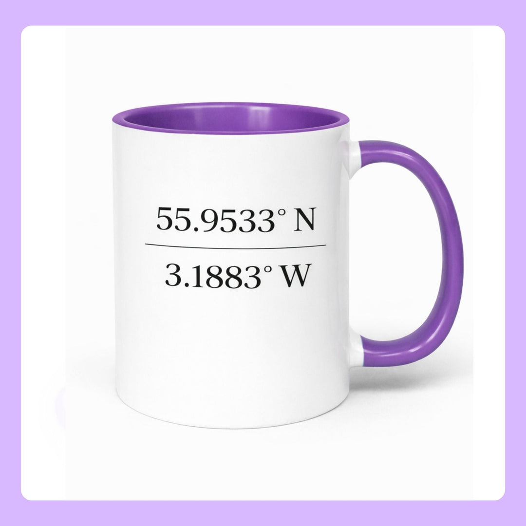 Personalised location coordinates ceramic mug gift