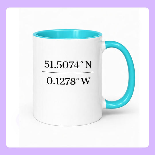 Memory coordinates mug personalised with special location