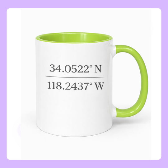 Custom latitude and longitude coordinates mug