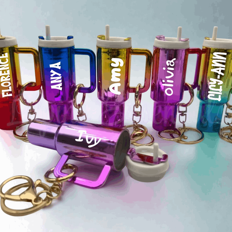 mini tumbler keychain personalised with name