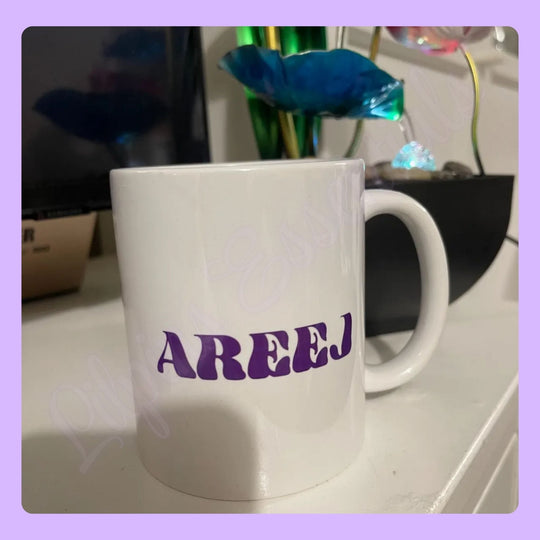 Custom photo and text personalised mug