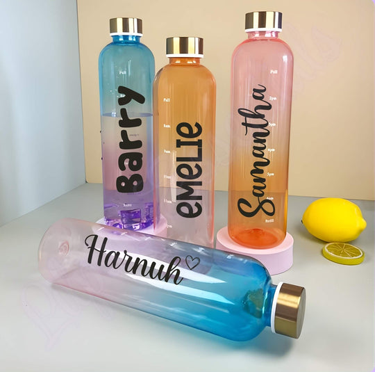 Personalised 1000ml gradient water bottle with vertical name
