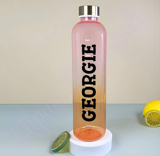 Personalised blue and pink gradient water bottle