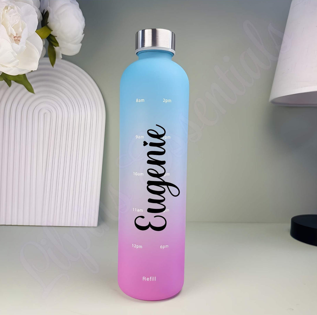 Personalised rose gradient 1000ml water bottle