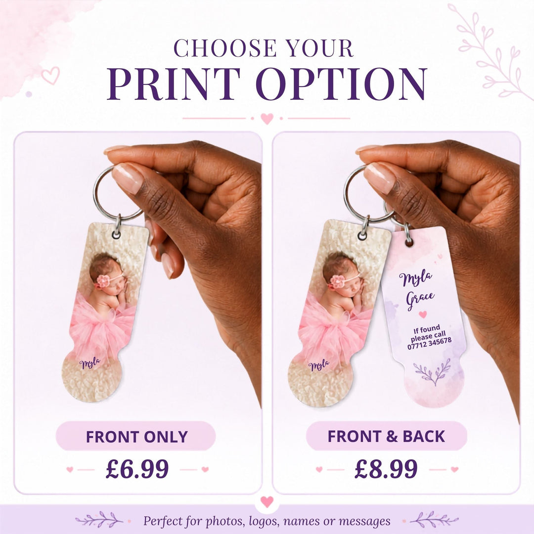 Personalised photo trolley token keepsake keyring