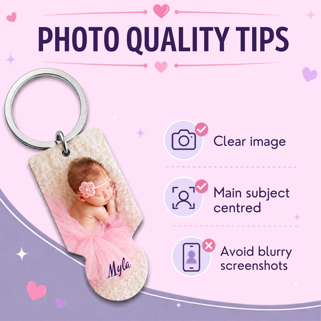 Metal personalised photo trolley token keyring
