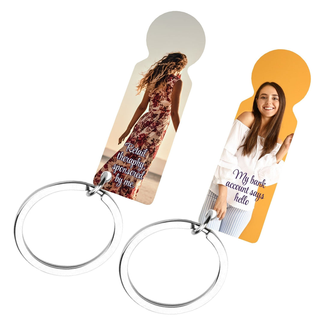 Photo trolley token keyring with personalised reverse