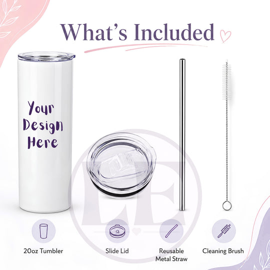What is included with the Personalised Wavy Stripe and Bow 20oz Tumbler